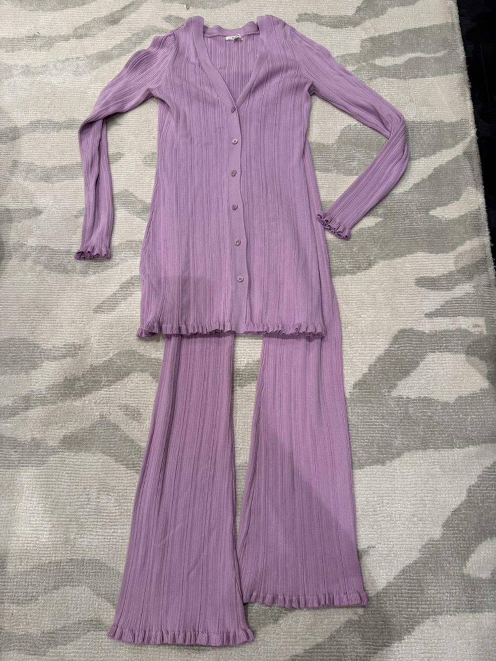 Tularosa Lilac Ribbed Knit Two-Piece Set